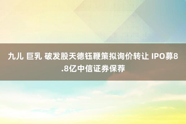 九儿 巨乳 破发股天德钰鞭策拟询价转让 IPO募8.8亿中信证券保荐