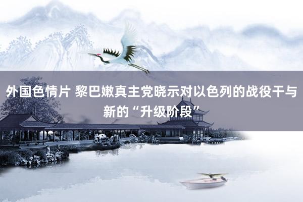 外国色情片 黎巴嫩真主党晓示对以色列的战役干与新的“升级阶段”