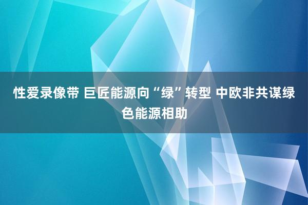 性爱录像带 巨匠能源向“绿”转型 中欧非共谋绿色能源相助