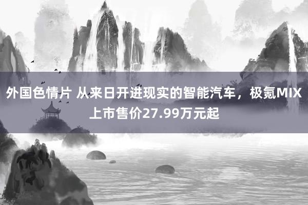 外国色情片 从来日开进现实的智能汽车，极氪MIX上市售价27.99万元起