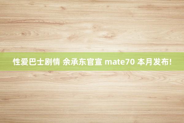 性爱巴士剧情 余承东官宣 mate70 本月发布!