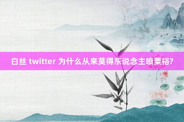 白丝 twitter 为什么从来莫得东说念主喷粟裕?