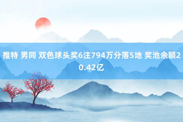 推特 男同 双色球头奖6注794万分落5地 奖池余额20.42亿